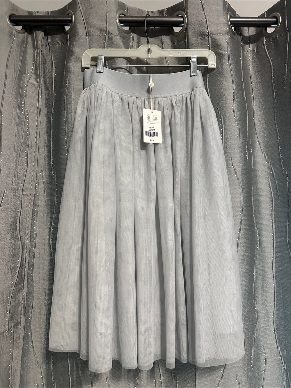 Light Gray A-Line Midi Tulle Skirt by
